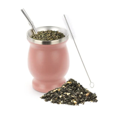 Mate Tea Cup 8oz/230ml Tazza Yerba Mate in acciaio inossidabile Zucca a doppia parete con Bombilla