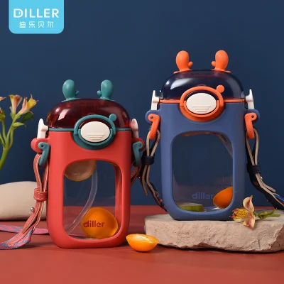 Bottiglia d'acqua in plastica con cannuccia personalizzata Tritan senza BPA per bambini